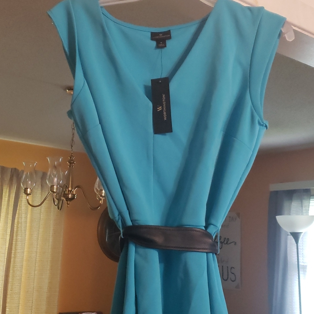 Turquoise perfume top w/leather belt